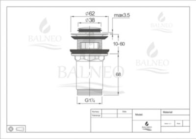 BALNEO - ensemble bonde de lavabo Klik Klak E avec trop-plein doré + siphon rond doré en laiton - kit pour lavabo