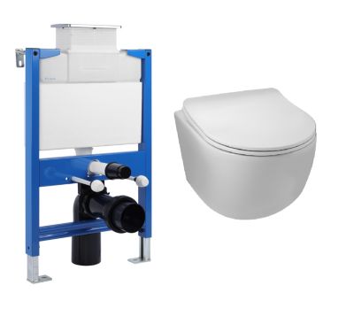 BALNEO - pack bâti-support encastré low + cuvette WC LUNA tornado - ensemble pour toilette