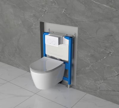 BALNEO - pack bâti-support encastré low + cuvette WC LUNA tornado - ensemble pour toilette