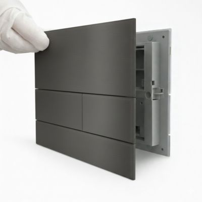 BALNEO - plaque de commande flo en acier inoxydable gris foncé Gun Metal - plaque double touche