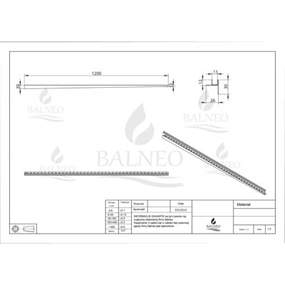 Balneo Profil de pente pour paroi droite receveur de douche 170 cm argent