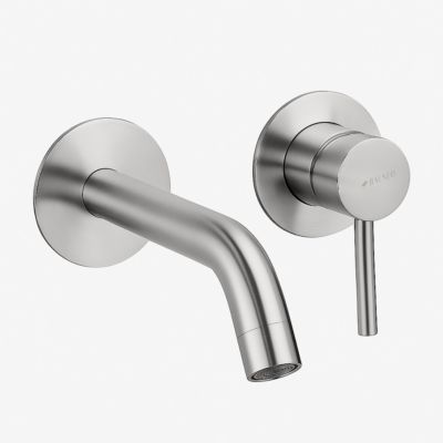 BALNEO Robinet Mitigeur mural pour lavabo argent brossé Acier inoxydable Mitigeur encastré en acier inoxydable pour lavabo CASCADE