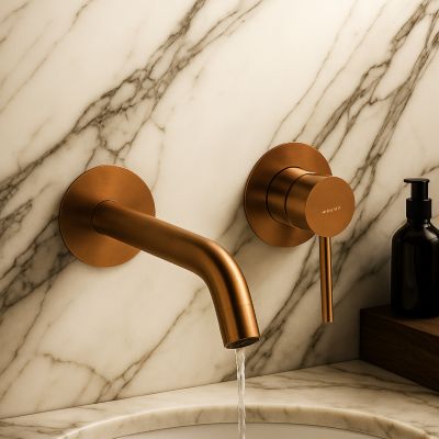 BALNEO Robinet Mitigeur mural pour lavabo cuivre Acier inoxydable - Mitigeur encastré en acier inoxydable pour lavabo CASCADE