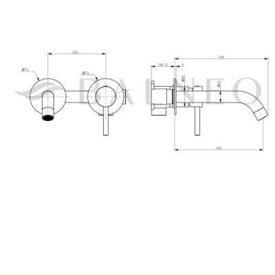 BALNEO Robinet Mitigeur mural pour lavabo cuivre Acier inoxydable - Mitigeur encastré en acier inoxydable pour lavabo CASCADE