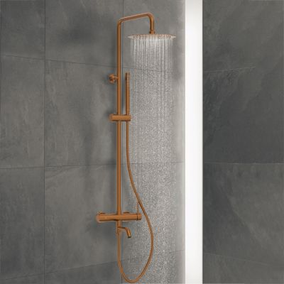 BALNEO Système de douche avec pommeau de pluie cuivre Acier inoxydable - Mitigeur de douche avec douchette CASCADE