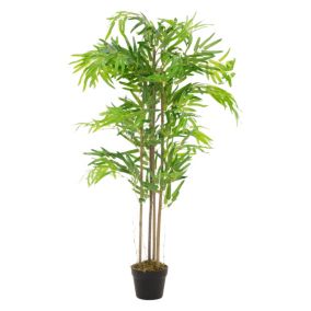 Bambou artificiel 120 cm, Plante artificielle grande avec tige en bois véritable