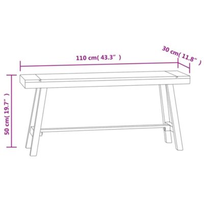 Banc 110 cm Bois massif de teck vidaXL