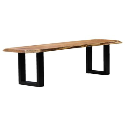 Banc 190 cm en bois d'acacia massif et pieds luge métal noir - OTTAWA