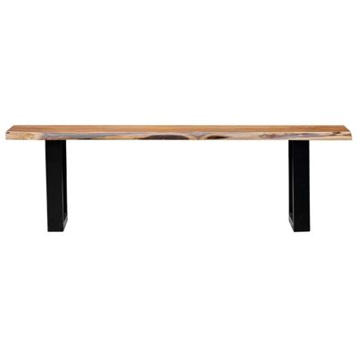 Banc 190 cm en bois d'acacia massif et pieds luge métal noir - OTTAWA