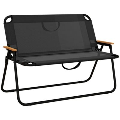 Banc 2 places pliable de camping accoudoirs aspect bois acier époxy ...