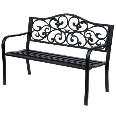 Banc 3 places de jardin terrasse style cosy chic 127L x 60l x 89H cm métal époxy anticorrosion noir