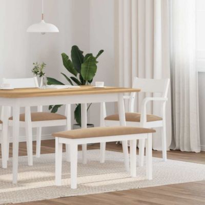 Banc 90 cm blanc bois massif caoutchouc vidaXL