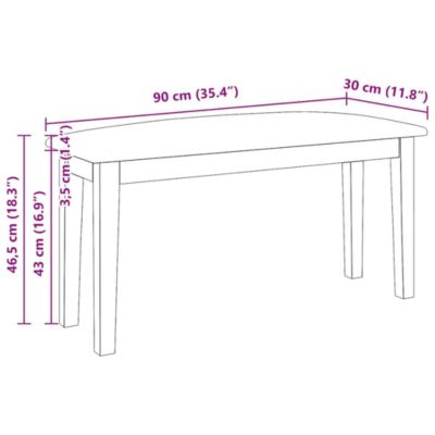 Banc 90 cm blanc bois massif caoutchouc vidaXL