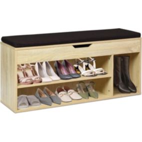 Banc a Chaussures avec Coussin Meuble a Chaussure Multifonctionnel en Bois Commode a Chaussures pour Entree