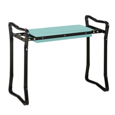 Banc agenouilloir de jardin pliable avec tabouret, charge max 150 kg, mousse EVA, acier vert foncé, 58 x  28 x 49 cm