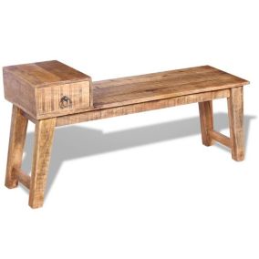 Banc avec tiroir Bois de manguier massif 120x36x60 cm vidaXL