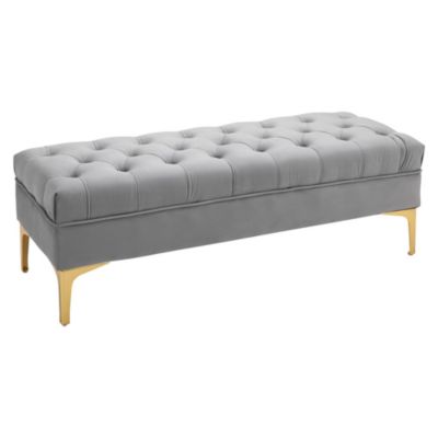 Récamière Baroque Rokoko – Banquette Capitonnée Noire – Bois Et Tissu Argent