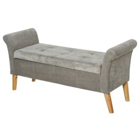 Banc Banquette Design Contemporain Accoudoirs Courbés Fonction de Rangement 2 en 1 136,5 x 45lx 62 cm Gris