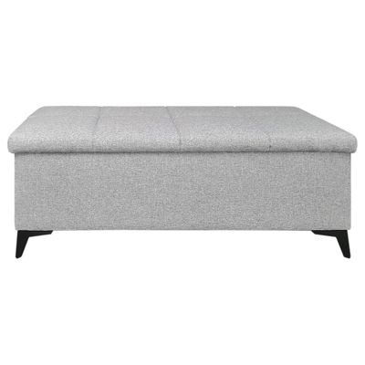 Banc - Bout de lit avec coffre de rangement tissu gris chiné - AISHA