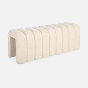 Banc. bout de lit beige contemporain en tissu