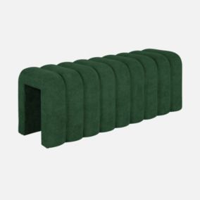 Banc. bout de lit blanc contemporain en tissu vert foncé