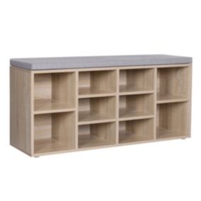 Banc à Chaussures 10 Niches Décor Bois - L104 cm
