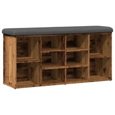 Banc à chaussures, Armoire à chaussures, Meuble de rangement vieux bois 102x32x50 cm bois d'ingénierie