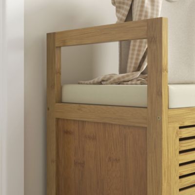 BANC À CHAUSSURES Etagère en bois avec siège Banquette en bambou entrée