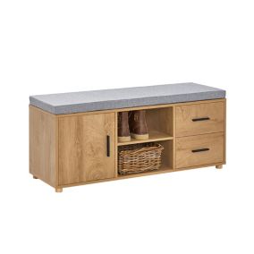 Banc à Chaussures coussin rembourré 2 compartiments 1 porte et 2 tiroirs, FSR148-N, SoBuy