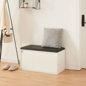 Banc à chaussures Degerfors 80 x 39 x 45 cm blanc noir en.casa