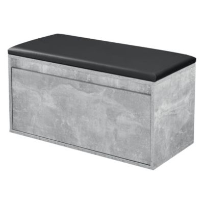 Banc à chaussures Degerfors 80 x 39 x 45 cm effet béton noir en.casa