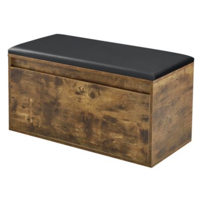 Banc à chaussures Degerfors 80 x 39 x 45 cm effet chêne foncé noir en.casa