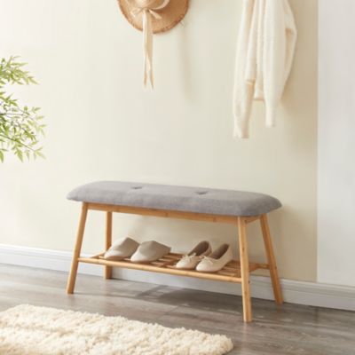VASAGLE Banc à Chaussures 2 Niveaux 80x30x44.5cm Marron Noir