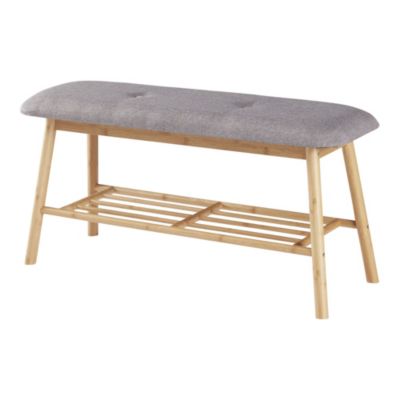 Banc à chaussures Römnitz bambou 45 x 90 x 30 cm naturel gris en.casa