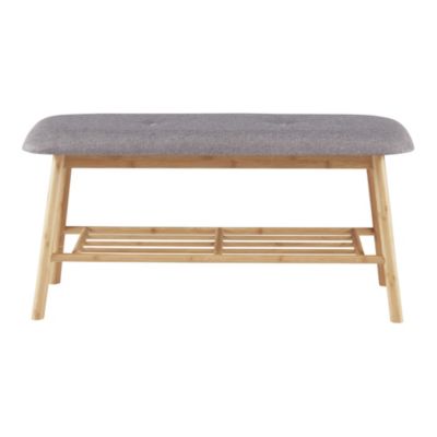 Banc à chaussures Römnitz bambou 45 x 90 x 30 cm naturel gris en.casa