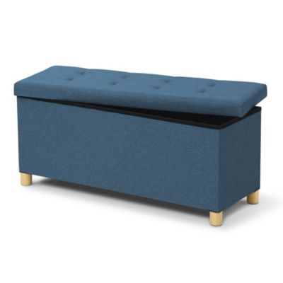 Banc coffre capitonné 100 cm Bleu