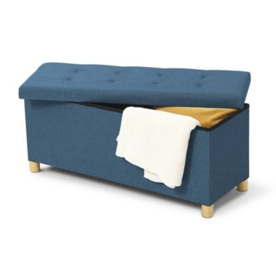 Banc coffre capitonné 100 cm Bleu