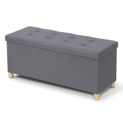 Banc coffre capitonné 76 cm Gris