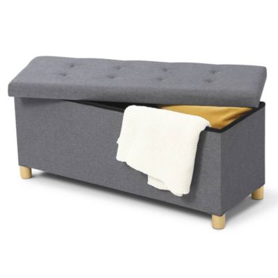 Banc coffre capitonné 76 cm Gris