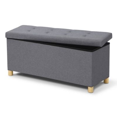 Banc coffre capitonné 76 cm Gris