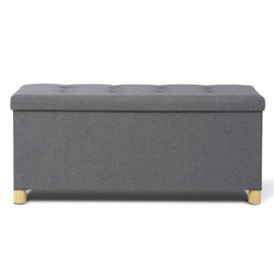 Banc coffre capitonné 76 cm Gris