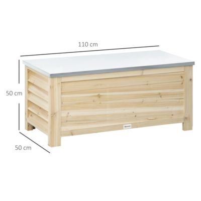 Banc coffre de jardin 2 en 1 - dim. 110L x 50l x 50H cm - charge max. 120 Kg - bois sapin pré-huilé acier galvanisé