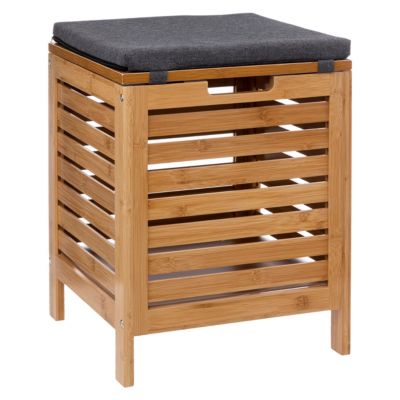 Banc coffre de rangement en bambou l.35 x H.49 x P.35 cm, 5Five