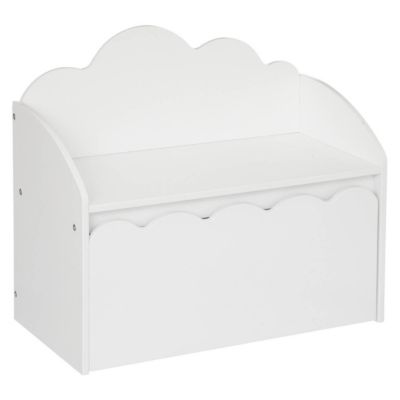 Banc coffre enfant Nuage - bois - blanc - 60x30 cm - Atmosphera