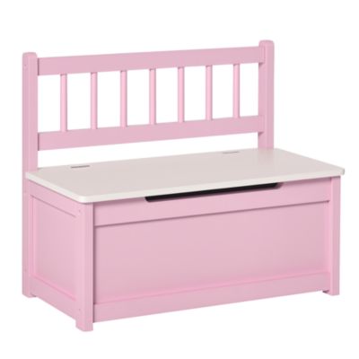 Banc coffre à jouet 2 en 1 style girly bicolore rose blanc dim. 60 x 30 ...