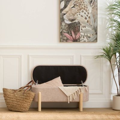Banc coffre Muka ovale 1 place beige - Atmosphera Créateur d'intérieur