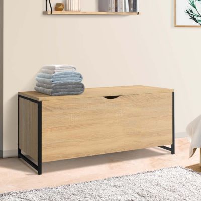 Banc coffre rangement sur pied 100 cm DETROIT design industriel