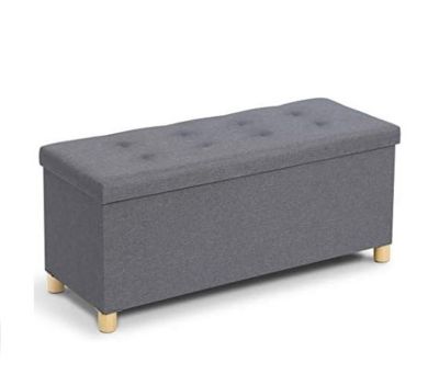 Banc Coffre Rangement sur Pied Chambre 100 cm Tissu Gris Anthracite