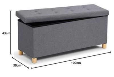 Banc Coffre Rangement sur Pied Chambre 100 cm Tissu Gris Anthracite