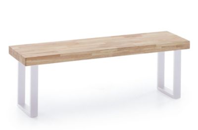 Banc d'assise coloris chêne nordique / pieds blanc - L 120 x P 34 x H 47 cm.